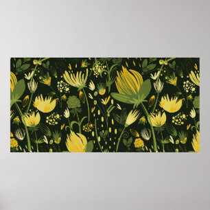 Flowers seamless pattern poster