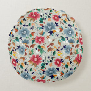 Flowers seamless pattern round cushion