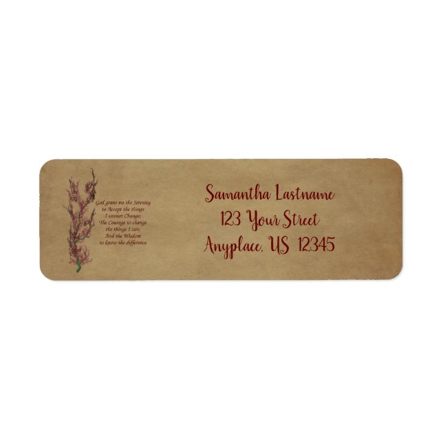 Flowers Serenity Prayer Inspirational Address (Front)