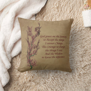 Flowers Serenity Prayer Inspirational Cushion