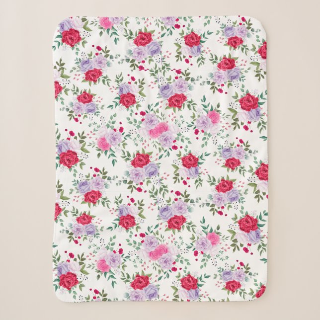 flowers - Simple various colours Sherpa Blanket (Front)