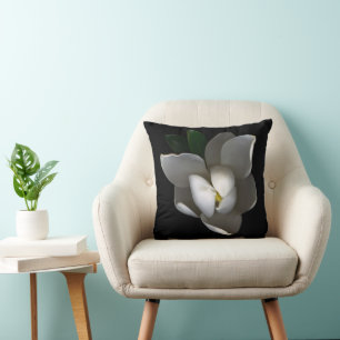 Flowers Single White Magnolia Blossom Cushion