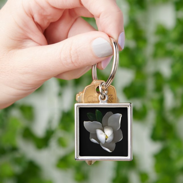 Flowers | Single White Magnolia Blossom Key Ring (Hand)