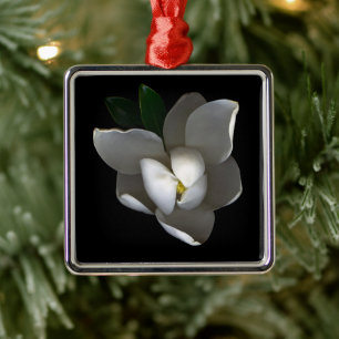 Flowers Single White Magnolia Blossom Metal Tree Decoration
