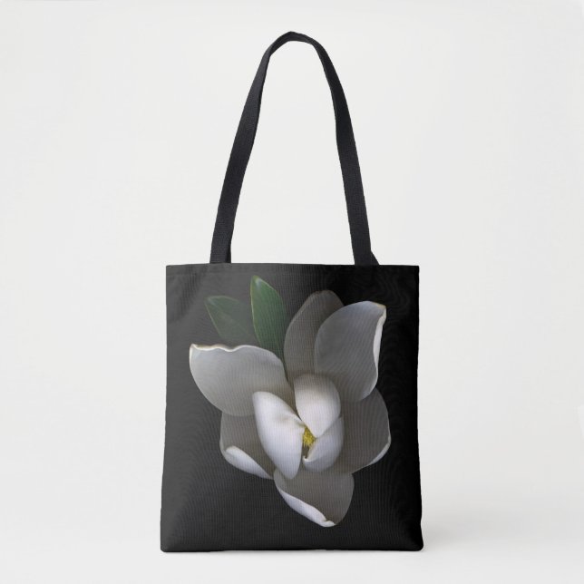 Flowers | Single White Magnolia Blossom Tote Bag (Front)