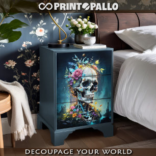 Flowers Skull King in gothic landscape  Tissue Paper