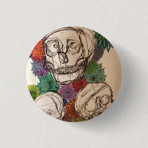 Flowers&Skulls 3 Cm Round Badge
