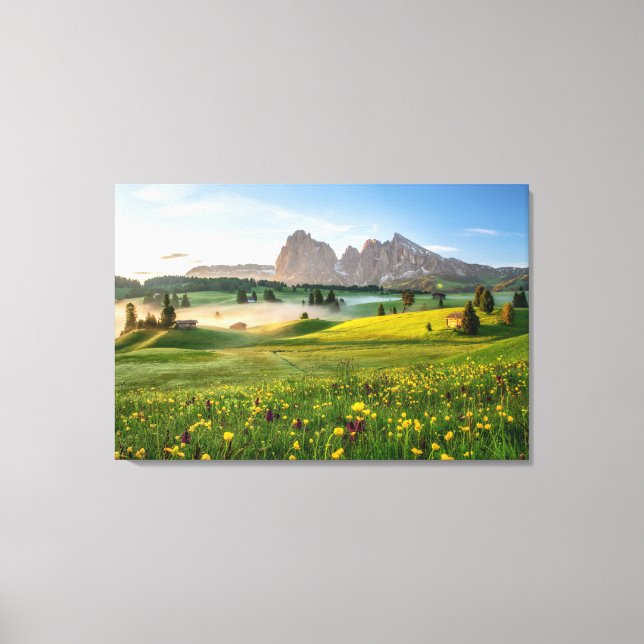 Flowers | Spring Alpe di Siusi Langkofel Canvas Print (Front)