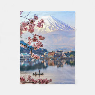 Flowers Spring Cherry Blossoms Japan Fleece Blanket