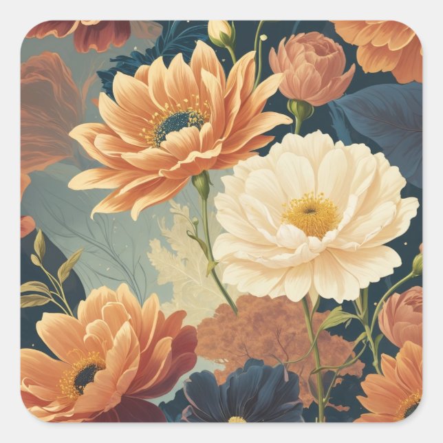 Flowers Square Sticker (Front)