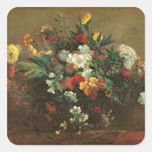 Flowers Square Sticker (Front)