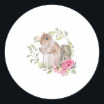 Flowers Squirrel _1  Classic Round Sticker<br><div class="desc">Flowers Squirrel _1</div>