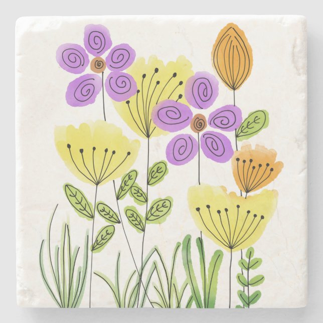 Flowers Stone Coaster (Front)