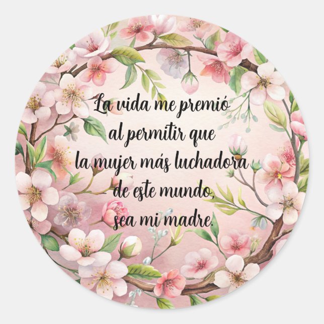 Flowers, stylish classic round sticker (Front)