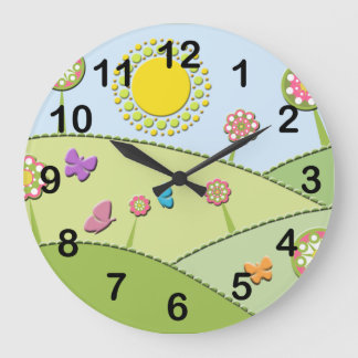 Flowers, Sun and Butterflies Clock