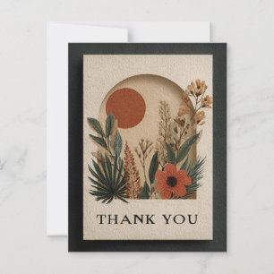 Flowers, Sun, Textured Paper Thank You Card
