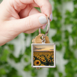 Flowers   Sunflower Field Key Ring