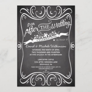 Flowers & Swirls Chalkboard After Wedding IDPP2 Invitation