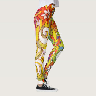 Flowers & Swirls Leggings by Leslie Clair Bures