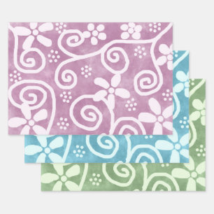 Flowers Swirls Multi-Colour Pattern Decoupage Wrapping Paper Sheet