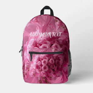 Flowers Swirls Pink Backpack – Personalised text