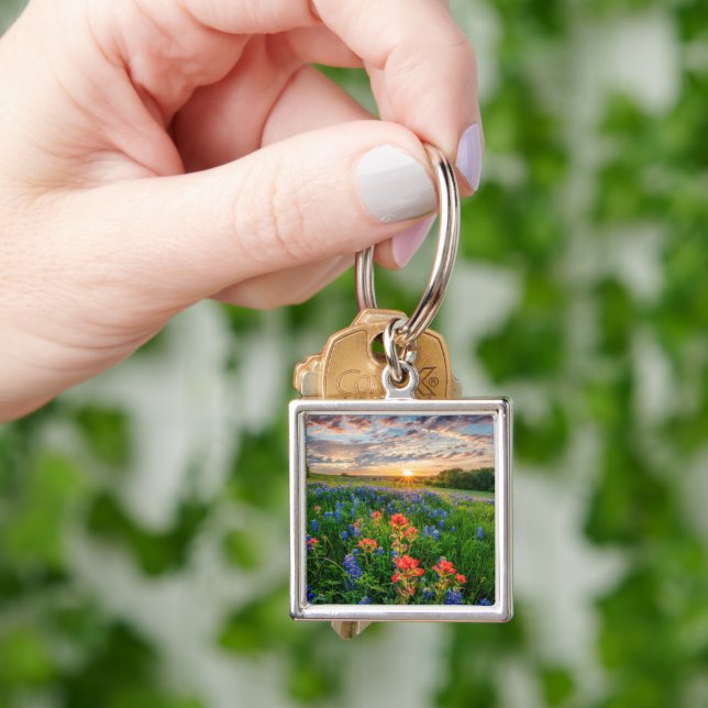 Flowers | Texas Bluebonnets & Indian Paintbrush Key Ring (Hand)