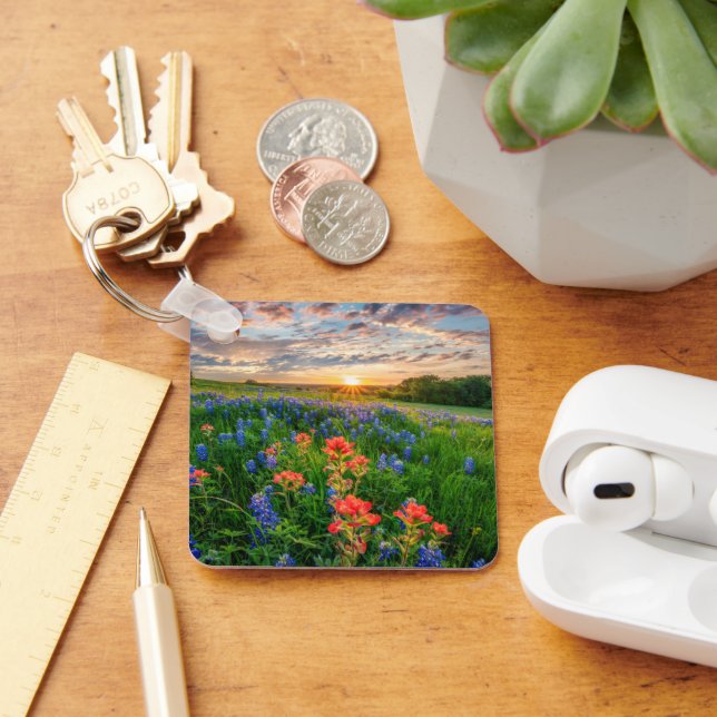 Flowers | Texas Bluebonnets & Indian Paintbrush Key Ring (Desk)
