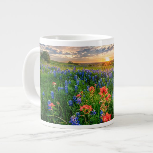 Flowers | Texas Bluebonnets & Indian Paintbrush Large Coffee Mug (Front Left)