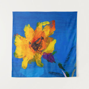 Flowers texture oil painting, Art Painted wildflow Tapestry