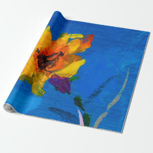 Flowers texture oil painting, Art Painted wildflow Wrapping Paper