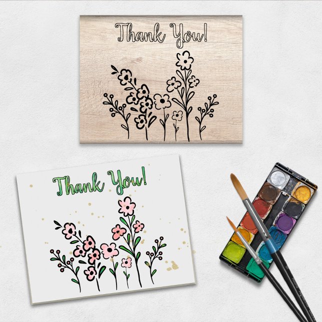Flowers + Thank You Stamp for Colouring or Paintin (Creator Uploaded)