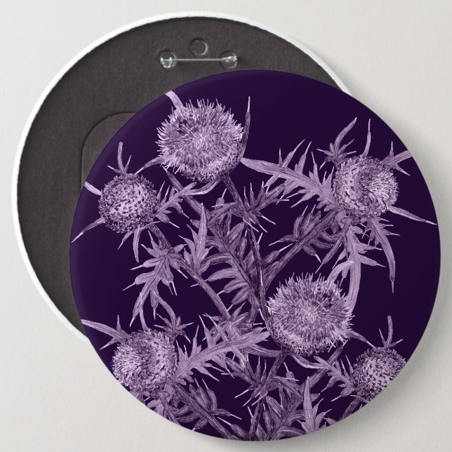 flowers THISTLE violet flower pattern 6 Cm Round Badge (Front & Back)
