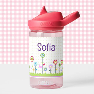 Flowers Toddler Personalise Name Durable Water Bottle