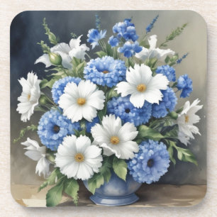 Flowers Vase Elegant Watercolor Coaster