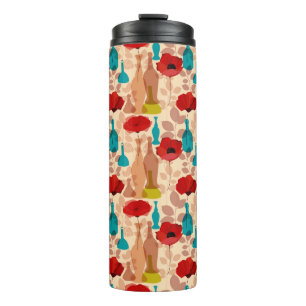 Flowers, vases and bottles pattern