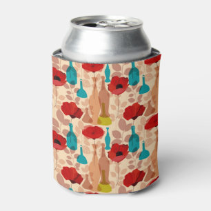 Flowers, vases and bottles pattern can cooler