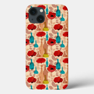 Flowers, vases and bottles pattern iPhone 13 case
