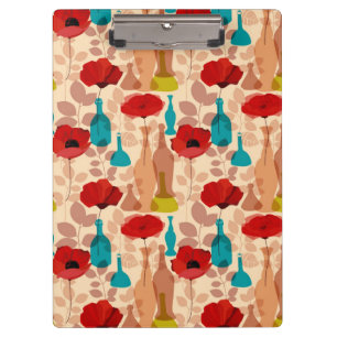Flowers, vases and bottles pattern clipboard