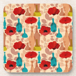Flowers, vases and bottles pattern coaster