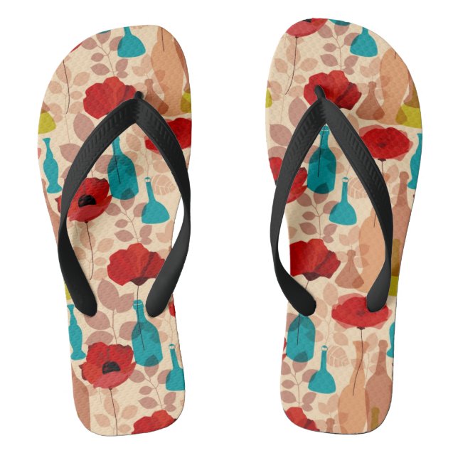 Flowers, vases and bottles pattern jandals (Footbed)