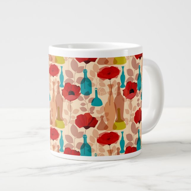 Flowers, vases and bottles pattern large coffee mug (Front Right)