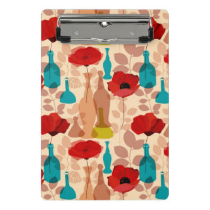 Flowers, vases and bottles pattern mini clipboard