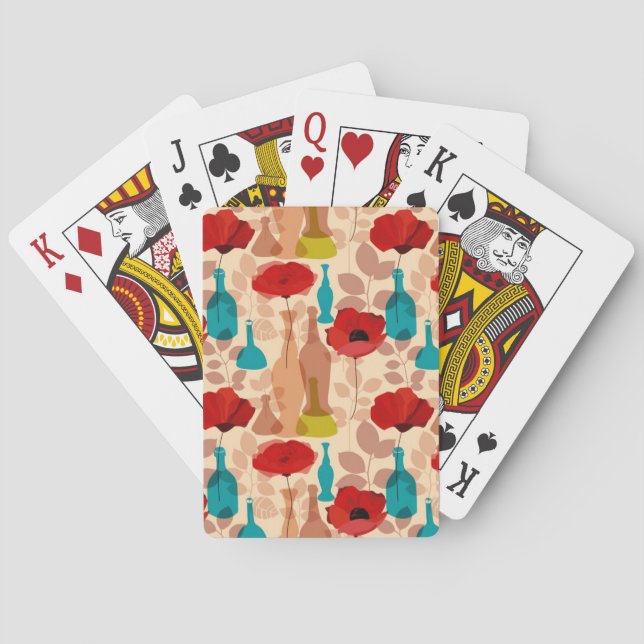 Flowers, vases and bottles pattern playing cards (Back)