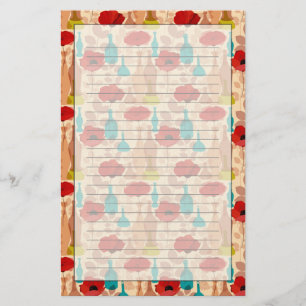 Flowers, vases and bottles pattern stationery