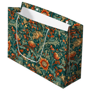Flowers,vintage,art nouveau ,William Morris style, Large Gift Bag