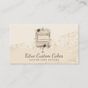 Flowers Vintage Bakery Wedding Cake Business Card