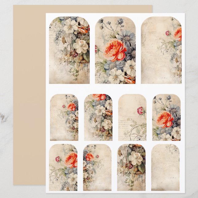 Flowers Vintage Collage 1b 4 of 4 (Front/Back)