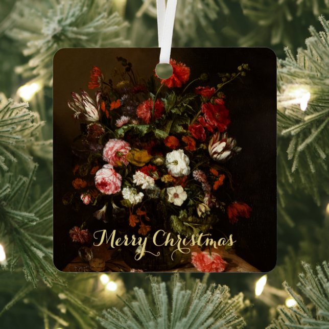 Flowers Vintage Floral Art Xmas Christmas Holiday Metal Tree Decoration (Insitu)