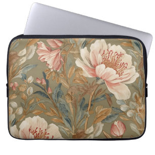 Flowers, Vintage,Glamorous Garden Blooms Laptop Sleeve