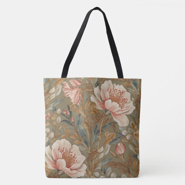 Flowers,Vintage, Glamorous Garden Blooms Tote Bag (Front)